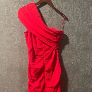 Zara One Shoulder Body-con Maxi Dress with Shirring - size L